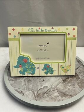 Papyrus Our Little Wonder Baby Elephant 6x4 Picture Frame Nursery Polka Dot